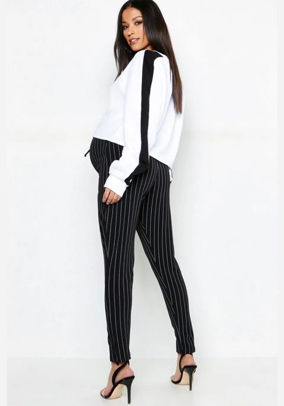 Maternity Pinstripe Drawstring Pants