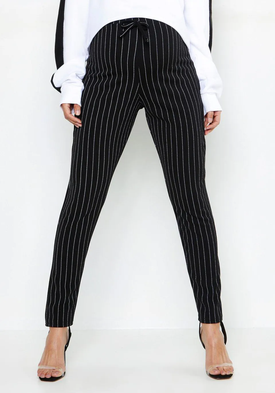 Maternity Pinstripe Drawstring Pants