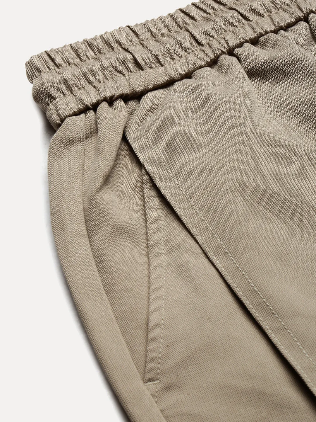 Men Cotton Beige Relaxed Fit Joggers