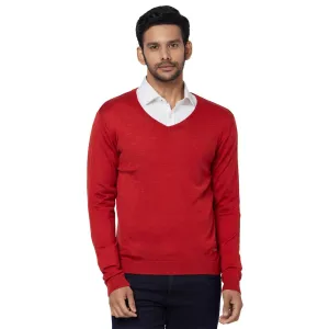 Men Orange Regular Fit Solid Acrylic Blend Full Sleeve Sweaters