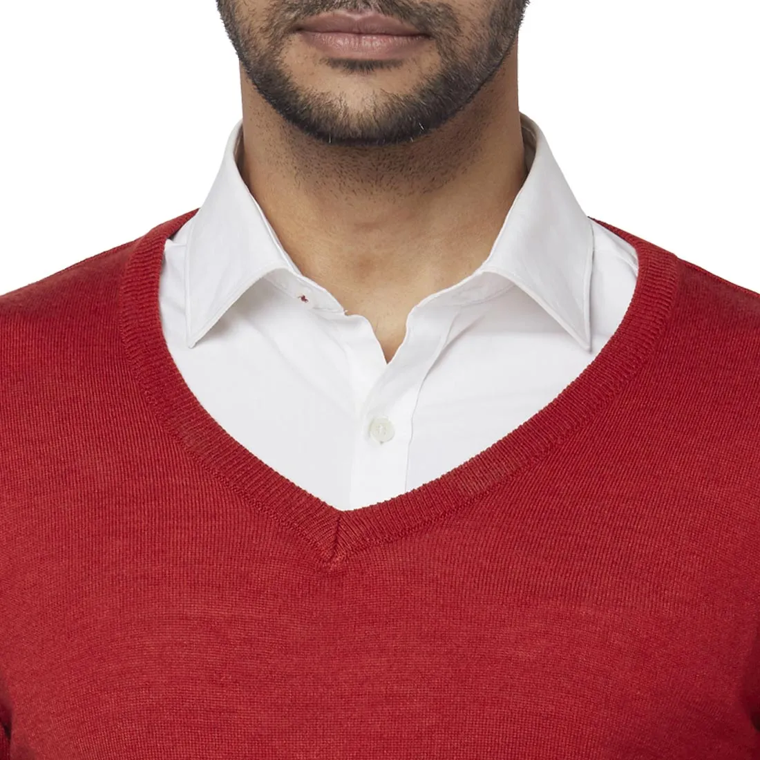Men Orange Regular Fit Solid Acrylic Blend Full Sleeve Sweaters