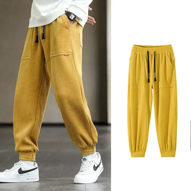 Men's Relaxed Fit Corduroy Joggers with Drawstring