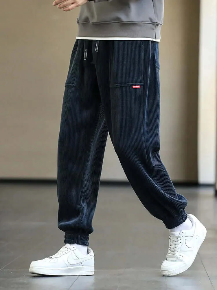 Men's Relaxed Fit Corduroy Joggers with Drawstring
