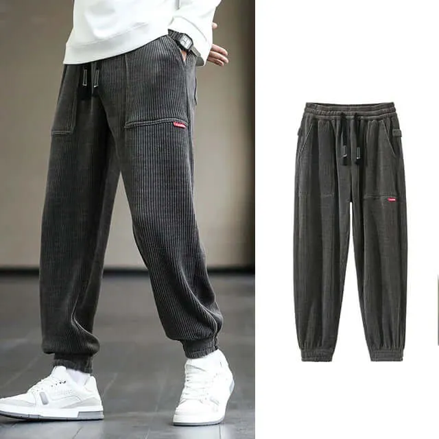 Men's Relaxed Fit Corduroy Joggers with Drawstring