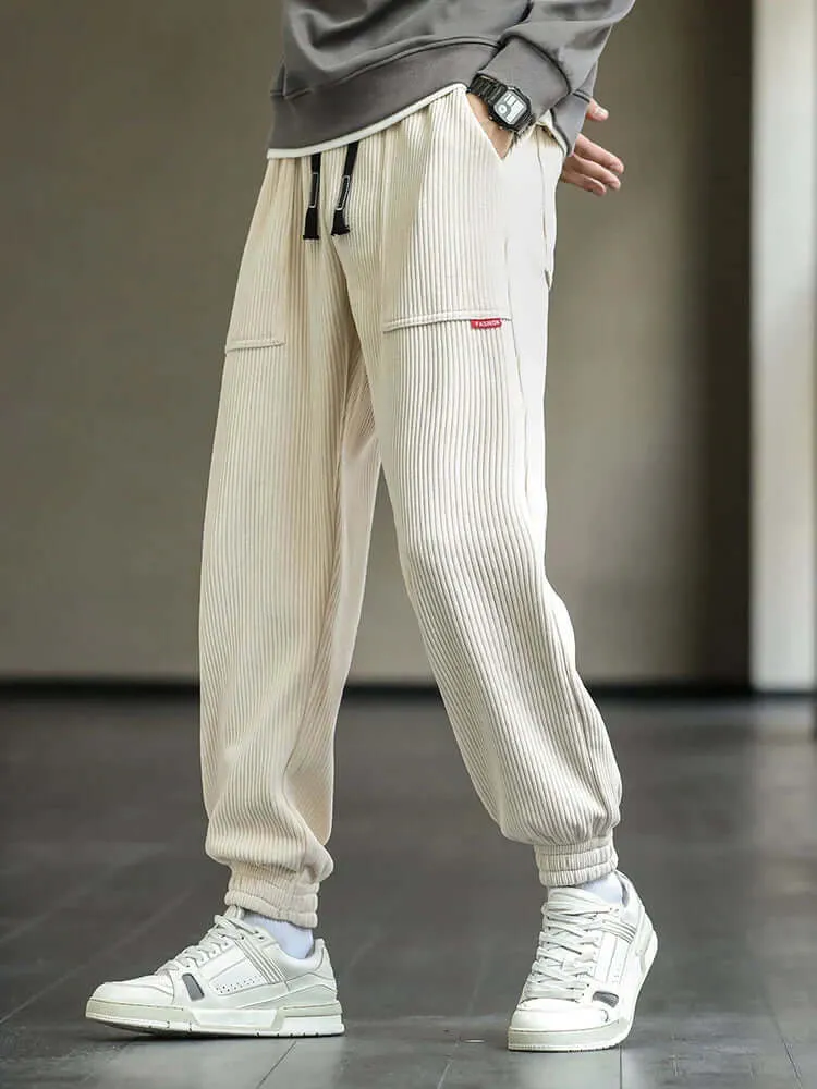 Men's Relaxed Fit Corduroy Joggers with Drawstring