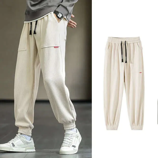 Men's Relaxed Fit Corduroy Joggers with Drawstring