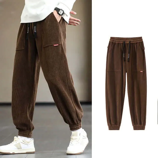 Men's Relaxed Fit Corduroy Joggers with Drawstring