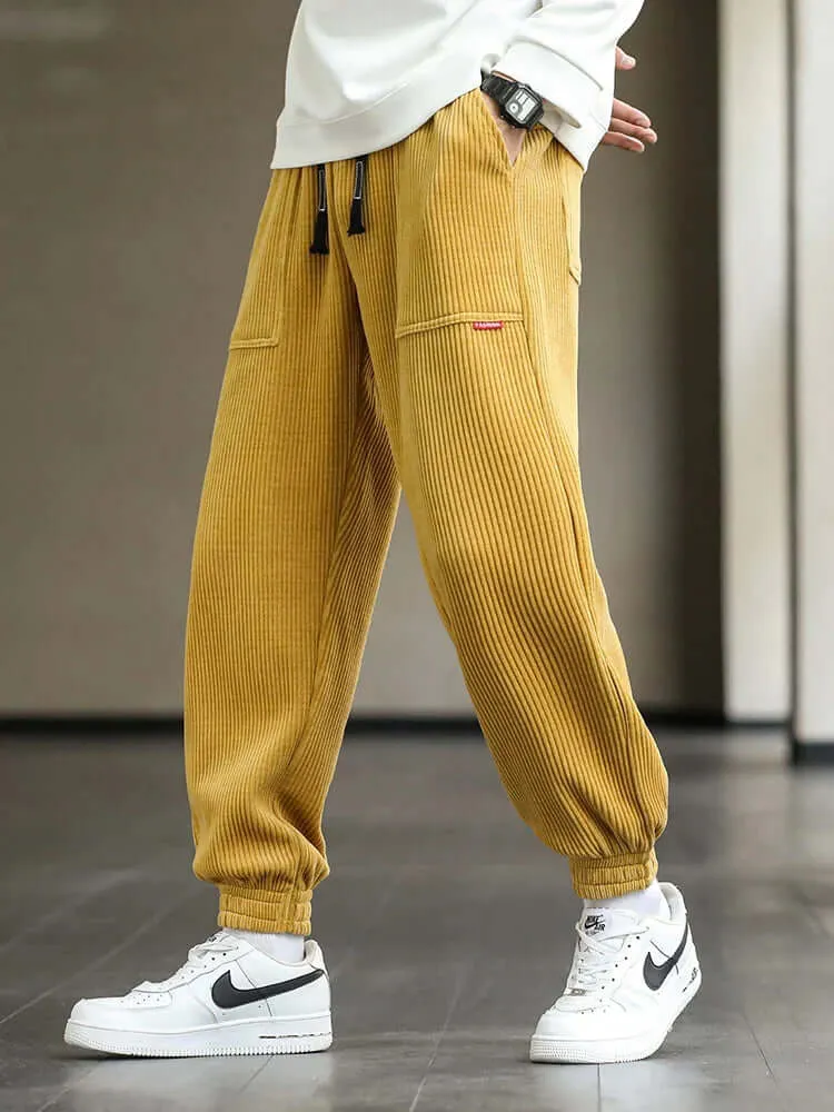Men's Relaxed Fit Corduroy Joggers with Drawstring