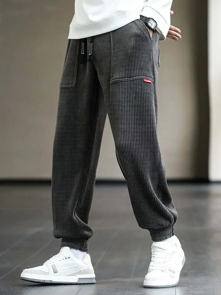 Men's Relaxed Fit Corduroy Joggers with Drawstring