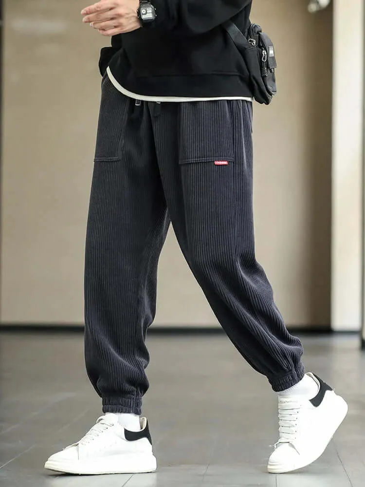 Men's Relaxed Fit Corduroy Joggers with Drawstring