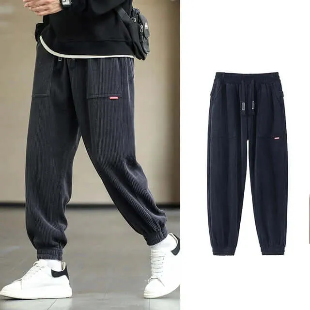 Men's Relaxed Fit Corduroy Joggers with Drawstring