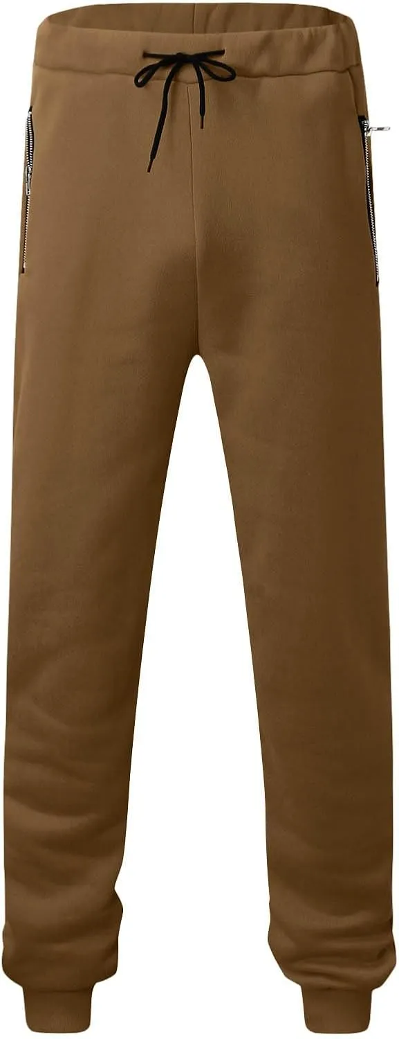 Mens Tall Joggers Fleece Athletic Workout Jogger Sweatpants Work Casual Workout Gym Slim Fit Trousers with Pockets