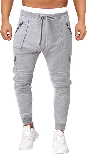 Mens Workout Cargo Sweatpants Fit Cargo Pants for Men Stretch Men's Slim Fit Fleece Pants Winter Big and Tall Stretch