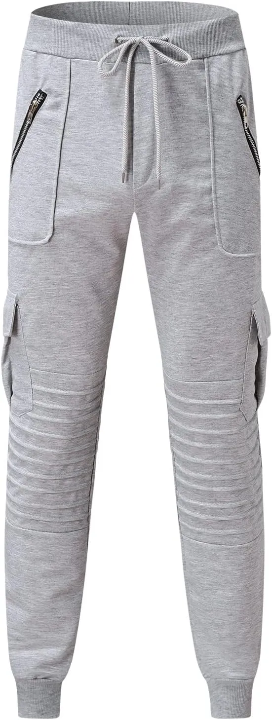 Mens Workout Cargo Sweatpants Fit Cargo Pants for Men Stretch Men's Slim Fit Fleece Pants Winter Big and Tall Stretch