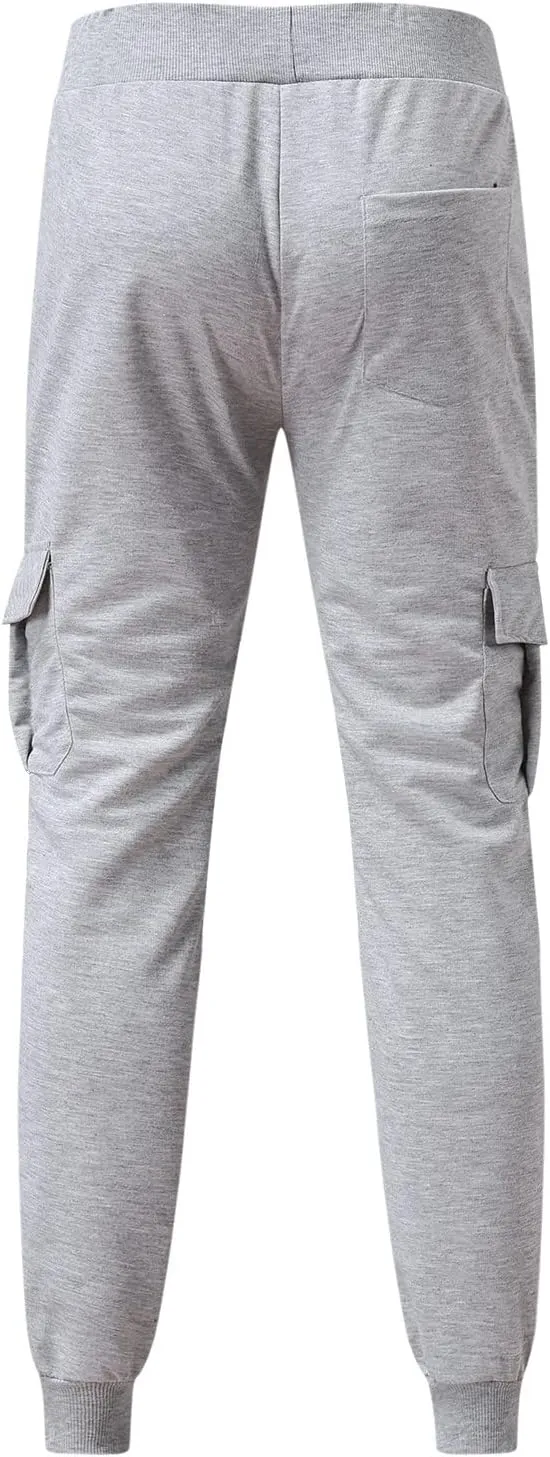 Mens Workout Cargo Sweatpants Fit Cargo Pants for Men Stretch Men's Slim Fit Fleece Pants Winter Big and Tall Stretch