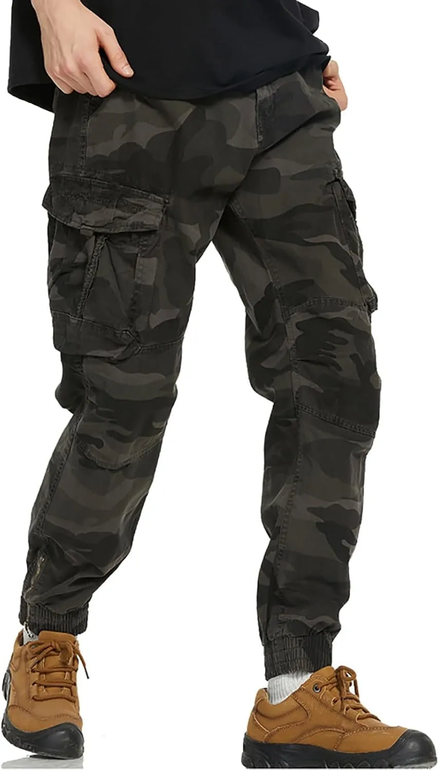 MIDOO Golf Pants Men Stretch Relaxed Fit Casual Pants Stretch Drawstring Waistband Tapered Leg Sweatpants with Pockets