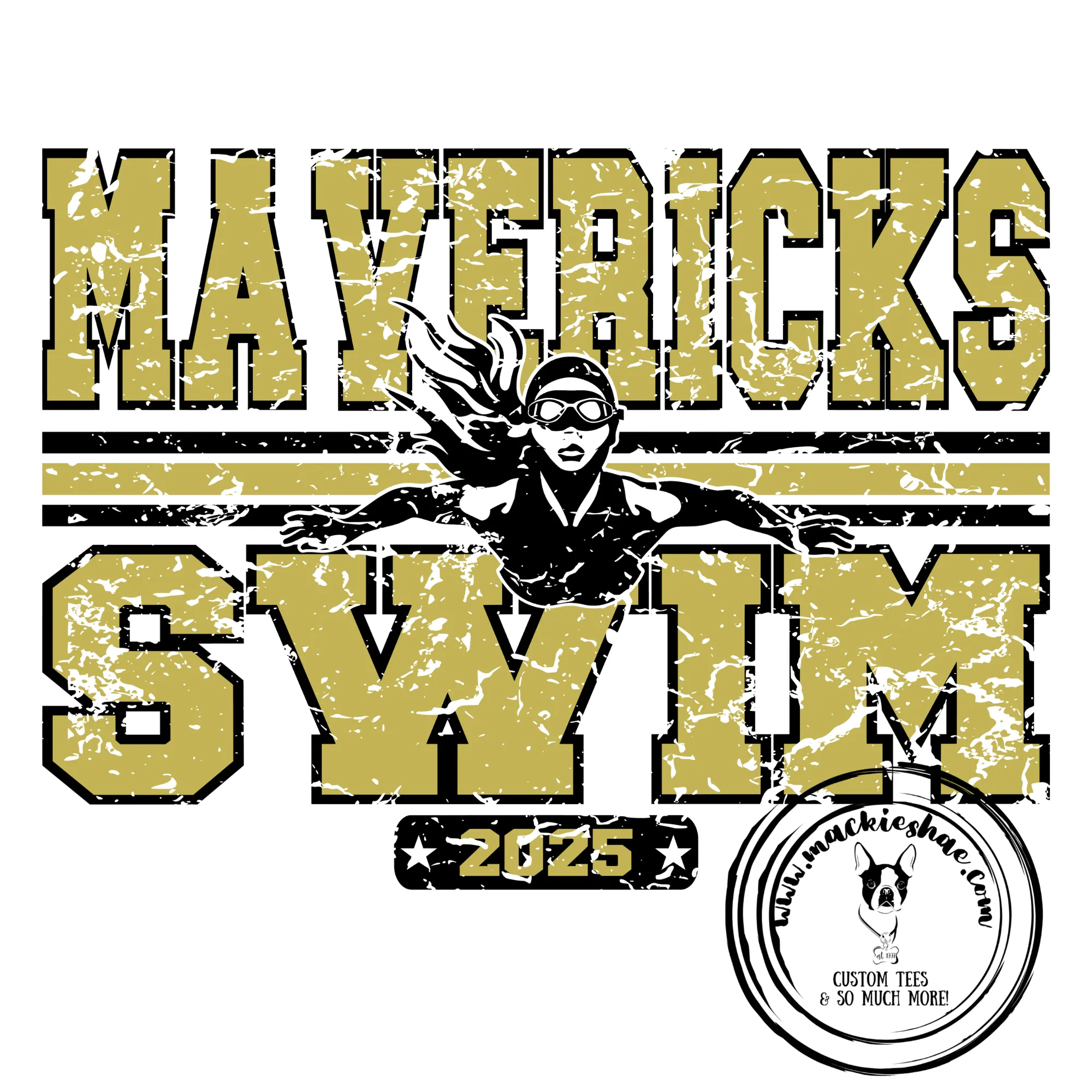 MSHS Swim- Mavericks Swim 2025 Distressed with Swimmer White Gear