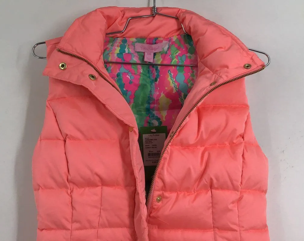 NWT Lilly Pulitzer Women's Cheeky Melon Isabelle Puffer Vest - Size 2XS