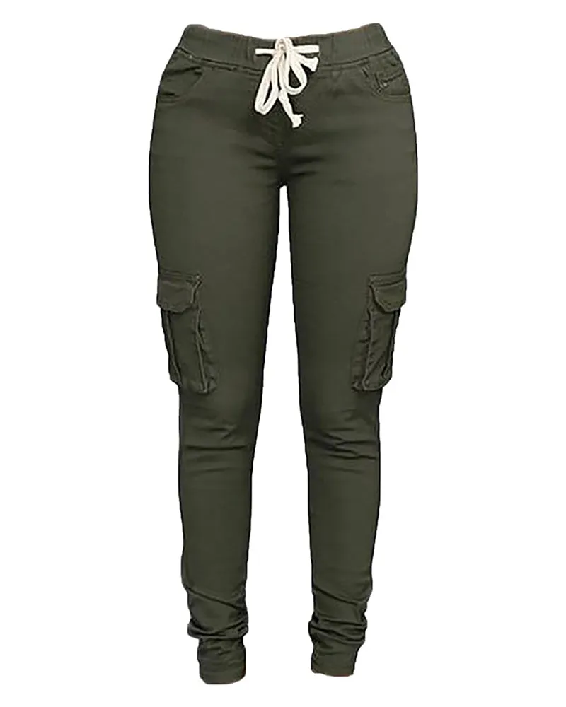 Pocket Design Drawstring Casual Pants