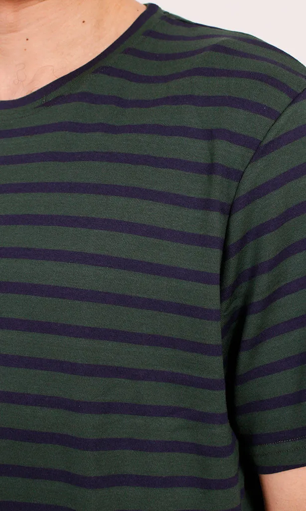 R204671 - Striped Cotton Lycra T-Shirt  Black/Green