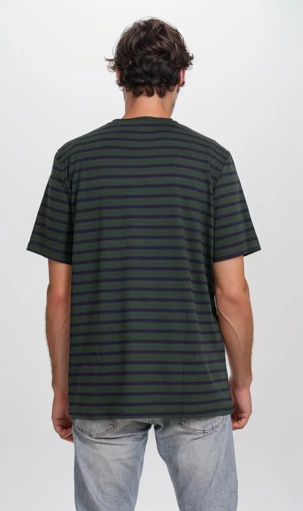 R204671 - Striped Cotton Lycra T-Shirt  Black/Green