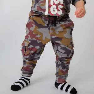 Relaxed Fit Cargo Joggers - Blue Camo