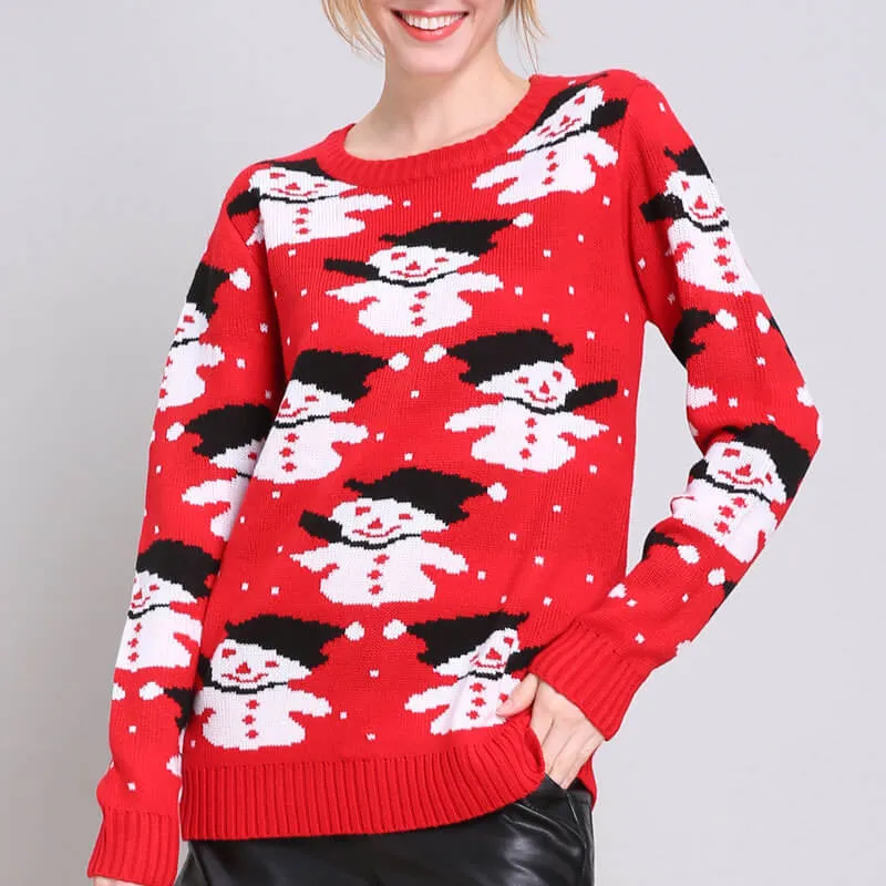Snowman Ugly Christmas Red Sweater