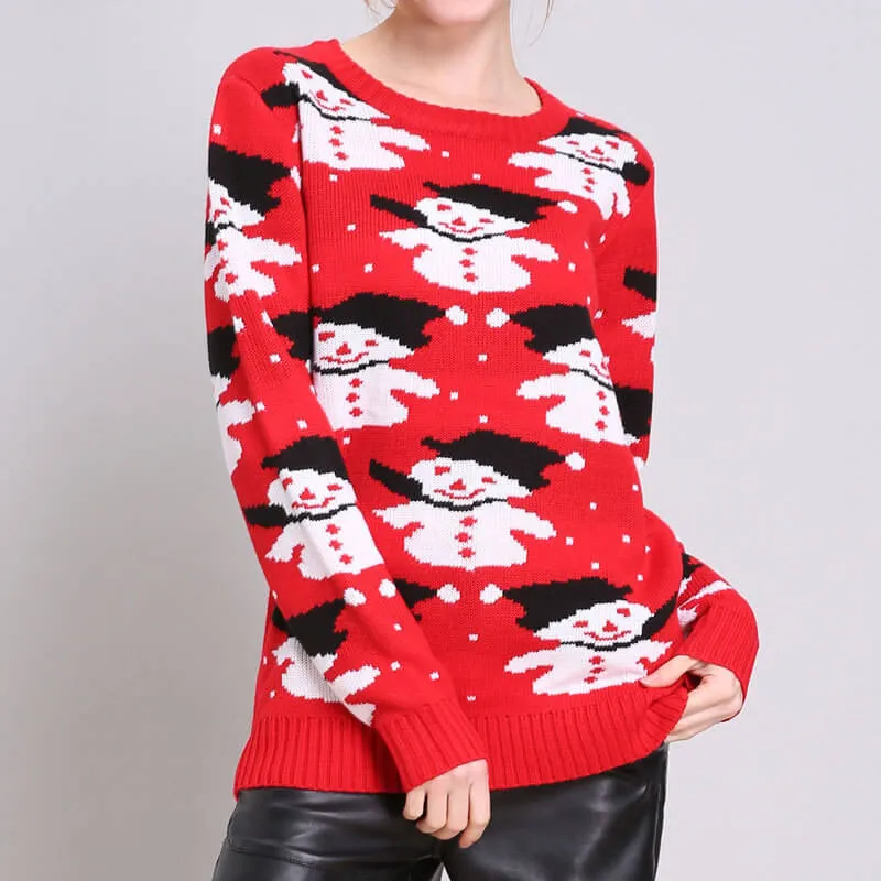 Snowman Ugly Christmas Red Sweater