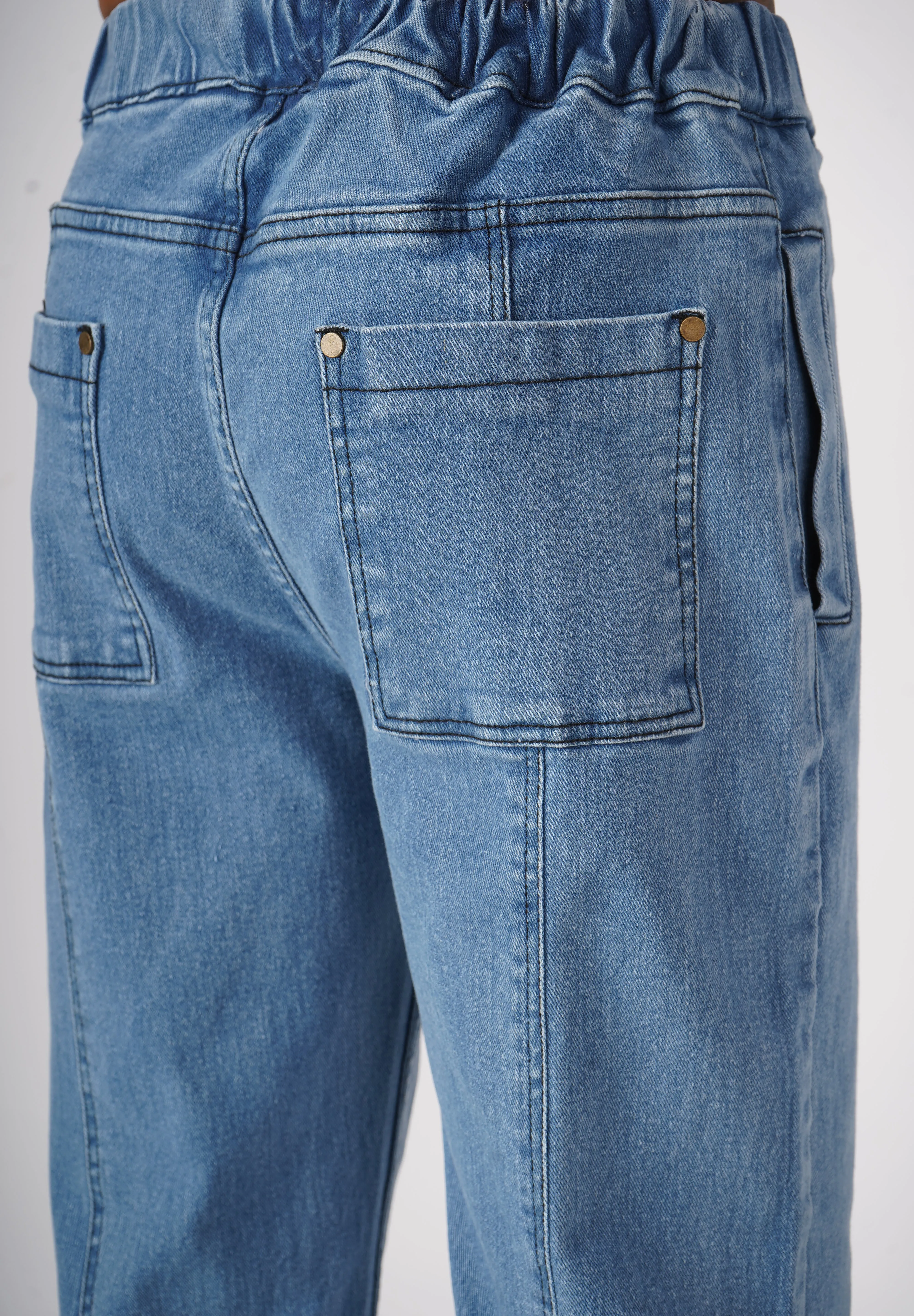 Stone Blue Denim Relaxed Fit Joggers