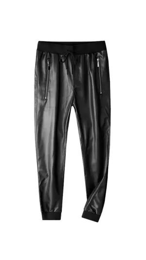 Suedoa - Pu Leather Joggers for Men