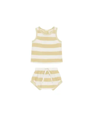 Terry Tank   Short Set in Yellow Stripe