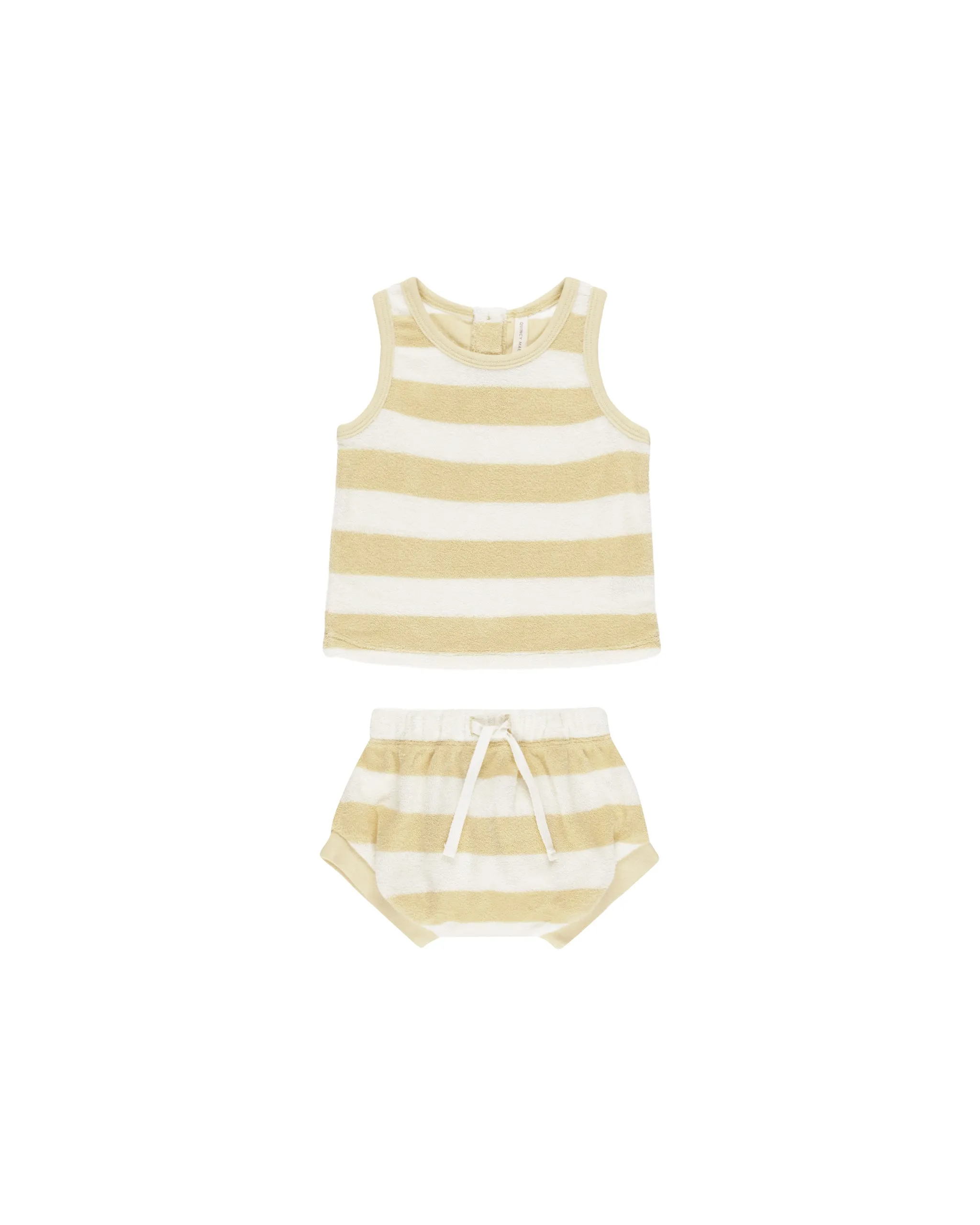 Terry Tank   Short Set in Yellow Stripe