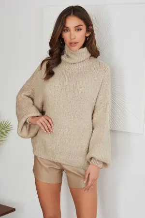 The Remi Cozy Bubble Sleeve Turtleneck Sweater