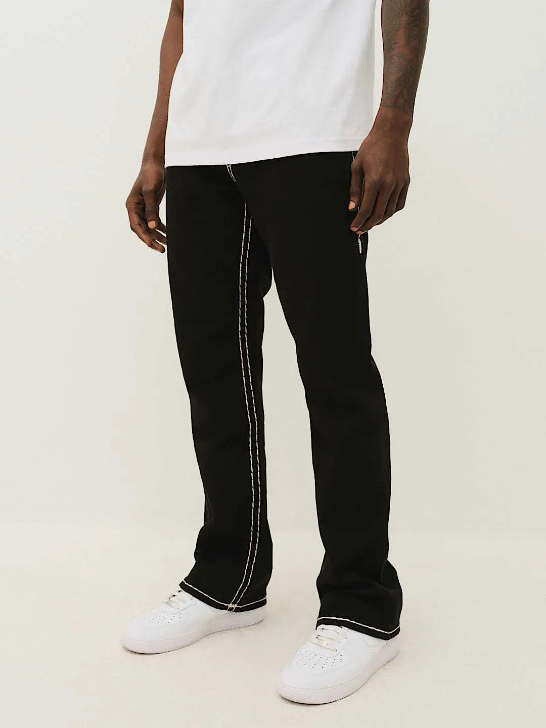 True Religion Men Black Boot Cut Solid Jeans