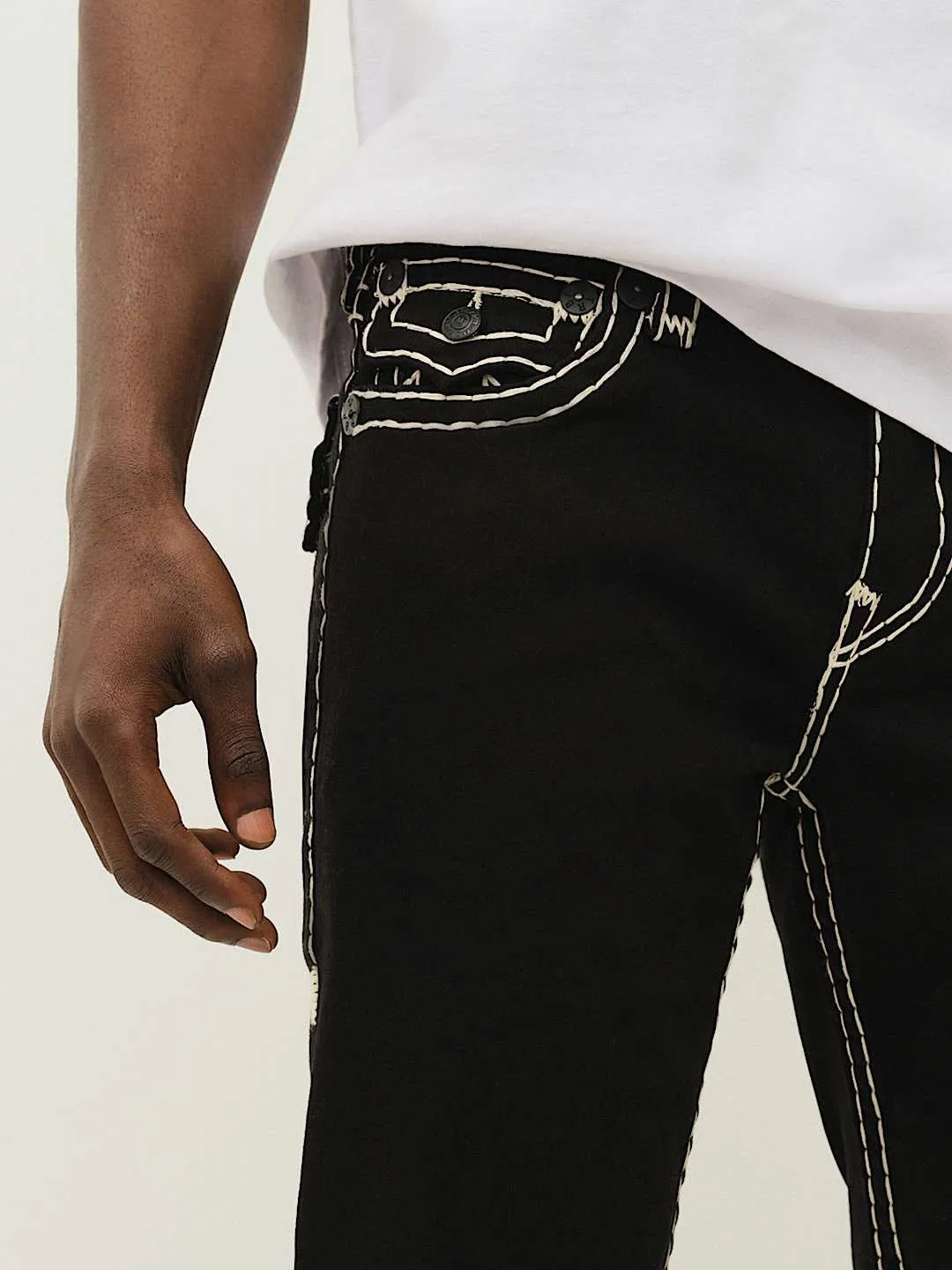 True Religion Men Black Boot Cut Solid Jeans