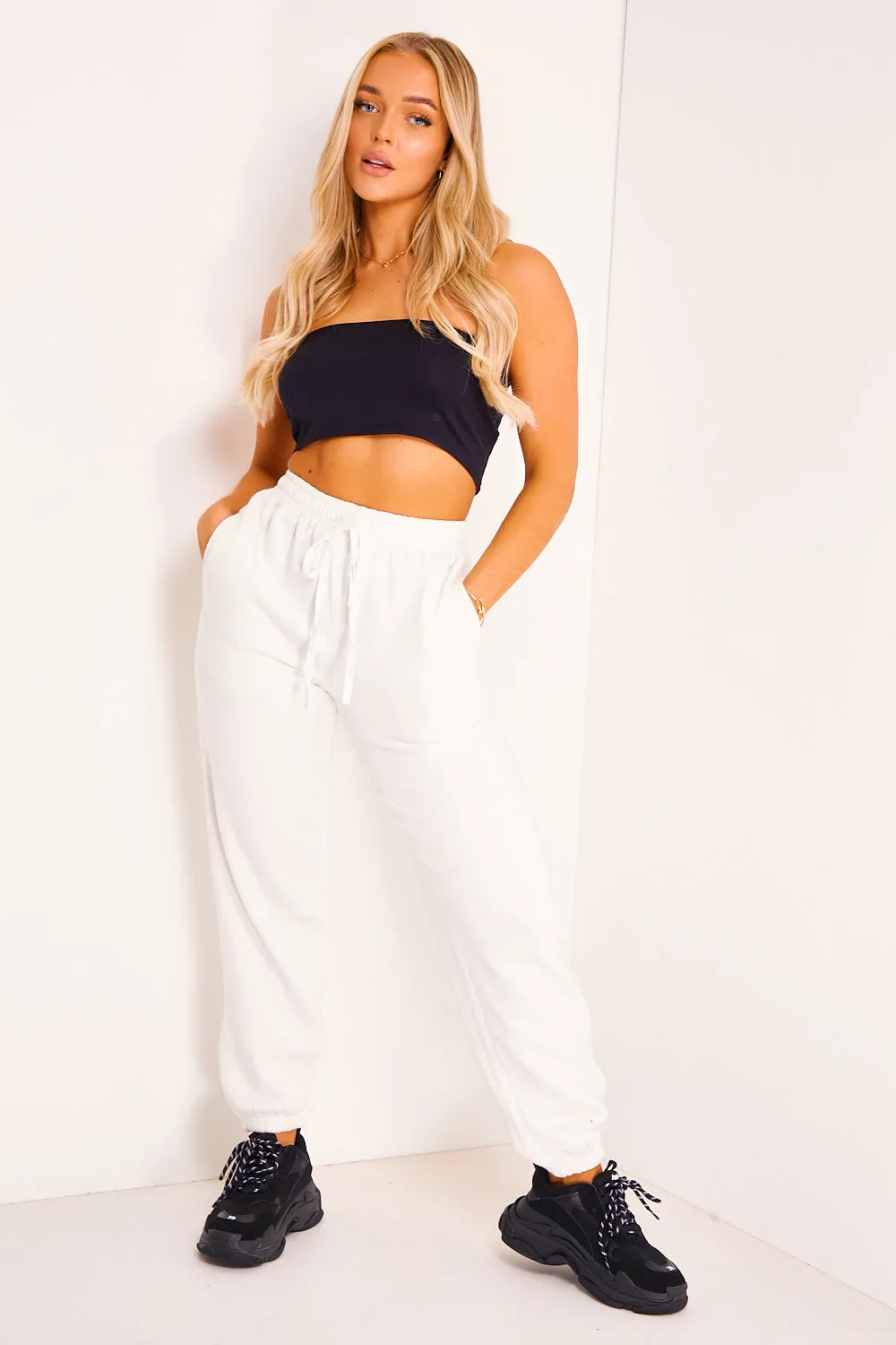 White Relaxed Oversized Joggers