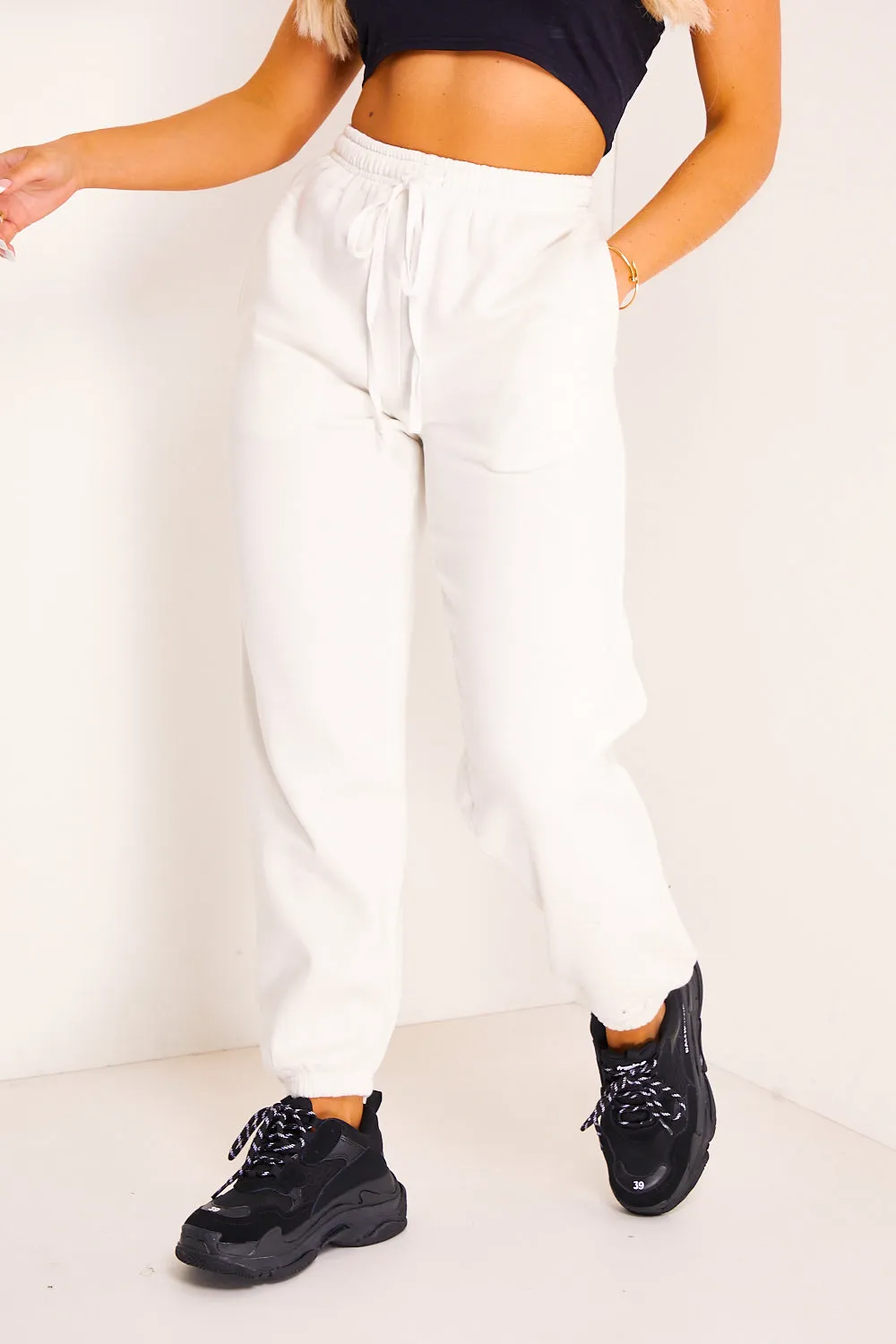 White Relaxed Oversized Joggers