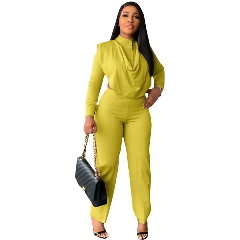 Women Long Sleeve Top and Pants Suits Matching Sets