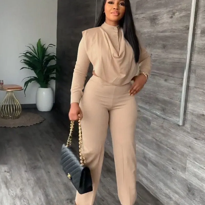 Women Long Sleeve Top and Pants Suits Matching Sets