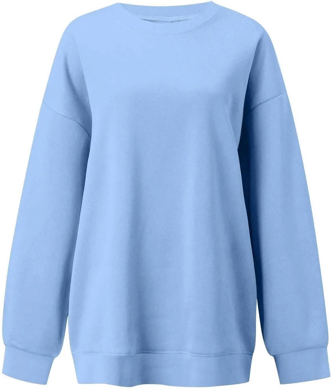 Womens Crewneck Sweatshirt Oversized Sweatshirt Fashion Long Sleeve Sweatshirt Casual Loose Pullover Solid Sweatshirt