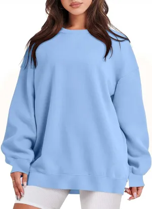 Womens Crewneck Sweatshirt Oversized Sweatshirt Fashion Long Sleeve Sweatshirt Casual Loose Pullover Solid Sweatshirt