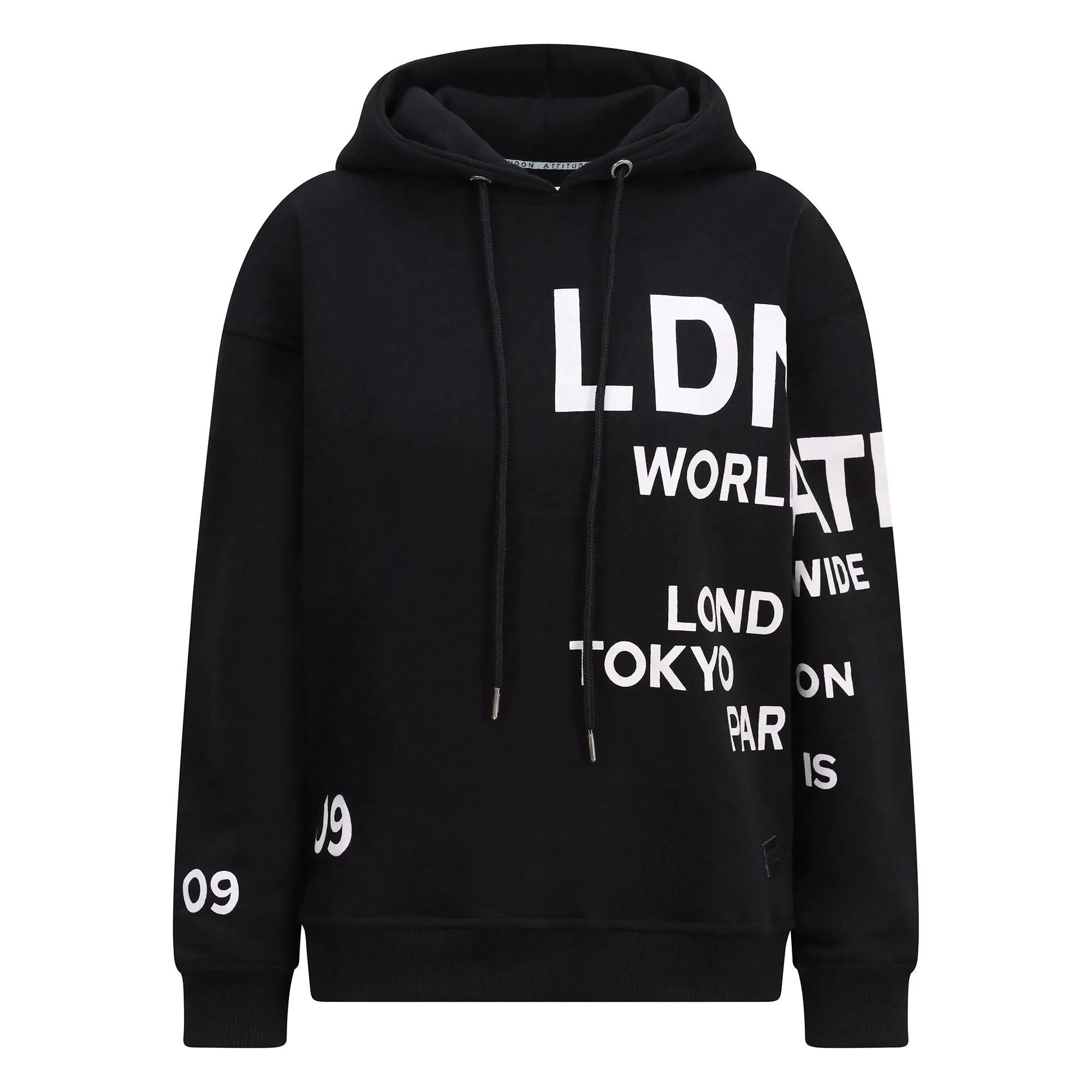 Women's Relaxed Fit Printed Hoodie Black