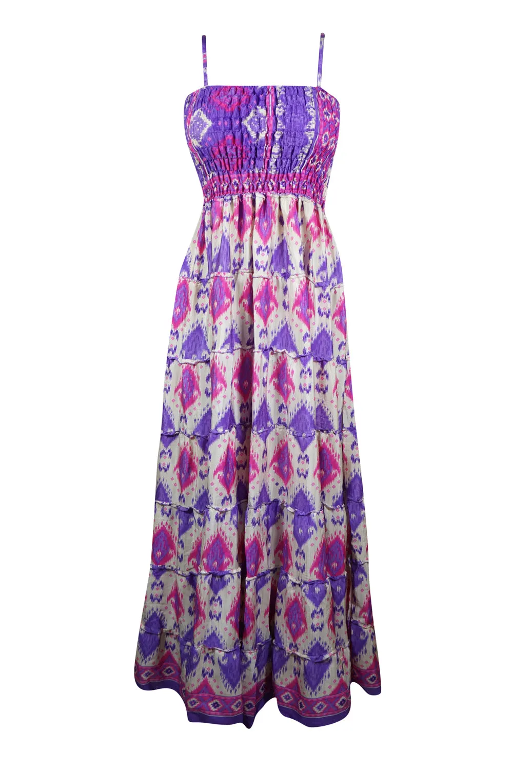 Womens Strappy Purple Pink Maxidress Summer Beach Dress, S/M