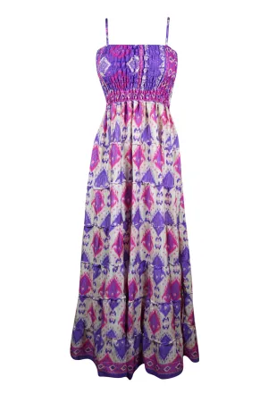 Womens Strappy Purple Pink Maxidress Summer Beach Dress, S/M